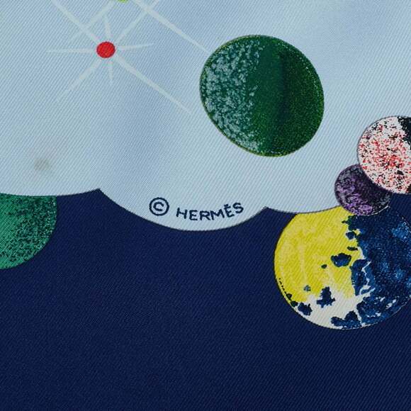 HERMES Blue Silk Scarf - Picture 8 of 10